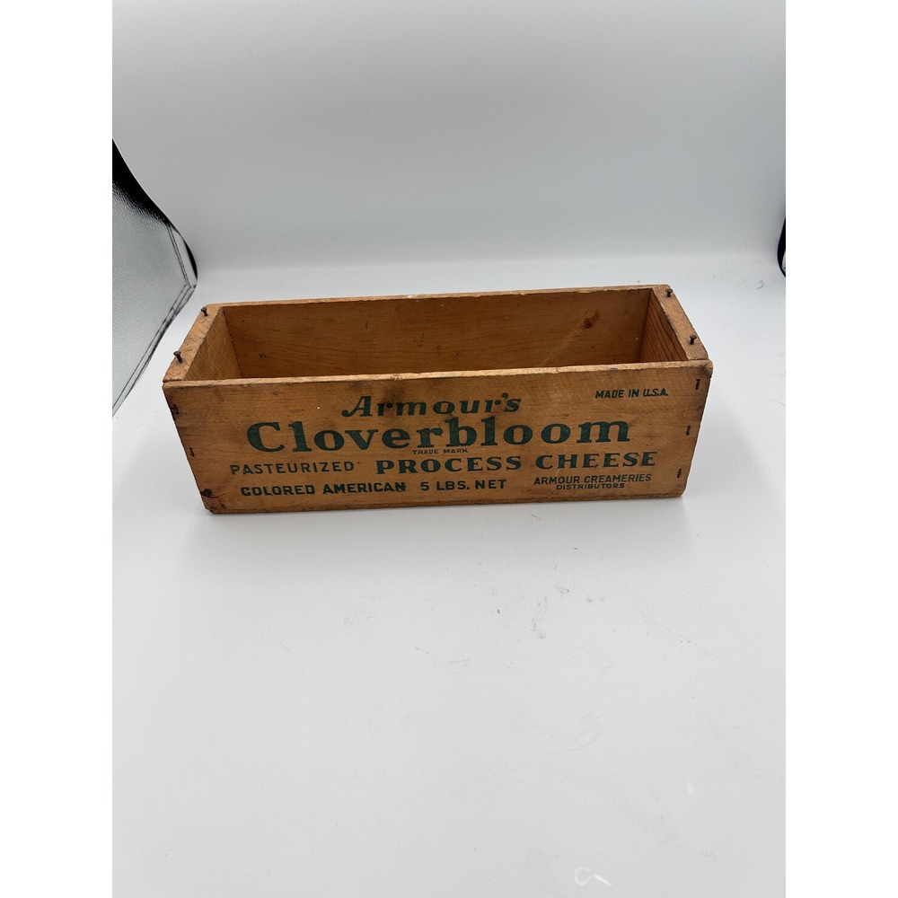 Vintage Armours Cloverbloom Cheese Wooden Box Crate 5 Lbs American Rustic
